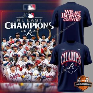 Atlanta Braves 2026 National League East Champions T-Shirt front and back views