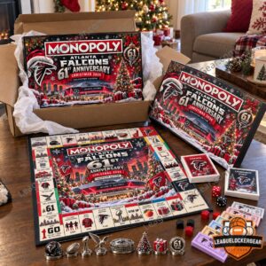 Atlanta Falcons 61st Anniversary Christmas 2026 Monopoly Board Game - themed cards tokens and money