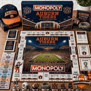 Auburn Tigers Jordan-Hare Stadium 2026 Monopoly Board Game - board and box display