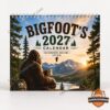 Bigfoot 2027 Wilderness Adventure Wall Calendar - front cover with mountain lake landscape