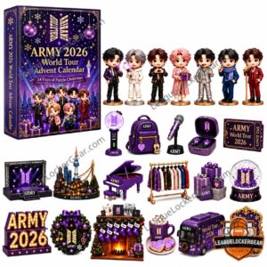 BTS ARMY 2026 World Tour Advent Calendar box and themed miniature accessories