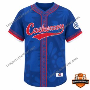 Chicago Cubs Hispanic and Latino Heritage Month Baseball Jersey 2026 - front view with Cachorros lettering