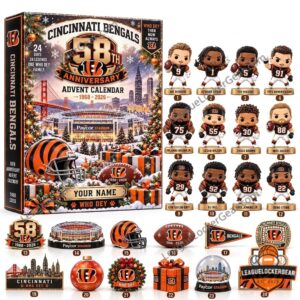 Cincinnati Bengals 58th Anniversary 2026 Advent Calendar box with collectible figures and accessories