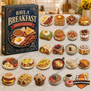 Cozy Breakfast Plate 24 Advent Calendar 2026 - front view with illustrated breakfast ornaments