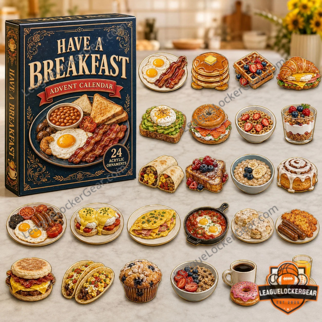 Cozy Breakfast Plate 24 Advent Calendar 2026 - front view with illustrated breakfast ornaments