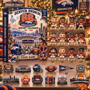 Denver Broncos 66th Anniversary Christmas 2026 Advent Calendar - front box and collectible figures