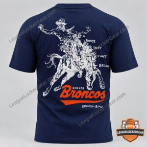 Denver Broncos Broken-Bow 2026 T-Shirt - front view with chest logo