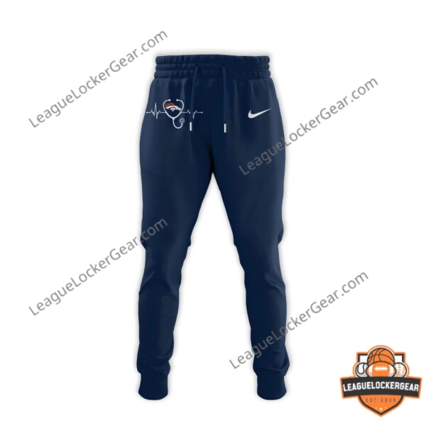 Denver Broncos hoodie - front design with Broncos logo and heartbeat graphic