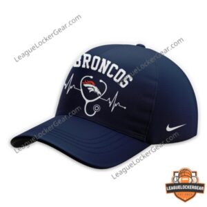 Denver Broncos hoodie - back design with medical symbols and vertical lettering