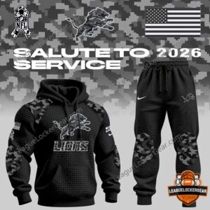 Detroit Lions 2026 Salute to Service Hoodie and Jogger Set - front view of matching apparel