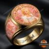Dolly Parton 80th Birthday 2026 3D Engraved Ring - angled view showing portrait and floral details