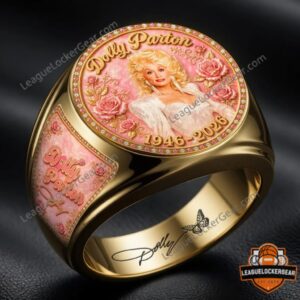 Dolly Parton 80th Birthday 2026 3D Engraved Ring - angled view showing portrait and floral details
