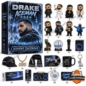 Drake IceMan 2026 World Tour Advent Calendar - front packaging with illustrated collectible lineup