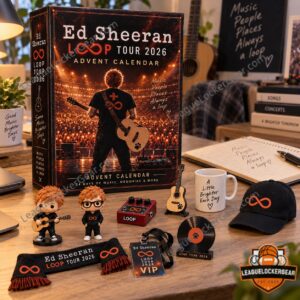Ed Sheeran Loop Tour 2026 Advent Calendar - assorted themed collectibles displayed beside packaging