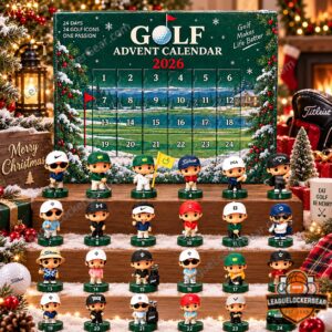 Golf 2026 24-Day Golf Icons Advent Calendar - front view with numbered doors and figurines