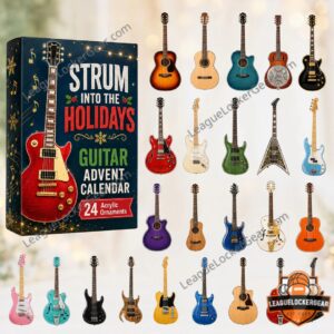Guitar Strum Into the Holidays Advent Calendar - boxed display with assorted guitar ornament designs