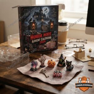 Horror Movie 2026 Advent Calendar - close view of horror character ornaments numbered one through ten