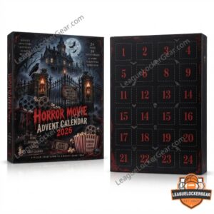 Horror Movie 2026 Advent Calendar - lower section showing film, popcorn, and gothic ornaments