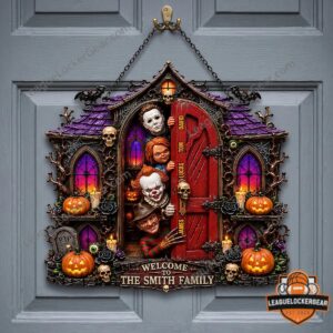 Horror Movie Characters Halloween 2026 Acrylic Sign - haunted house detail