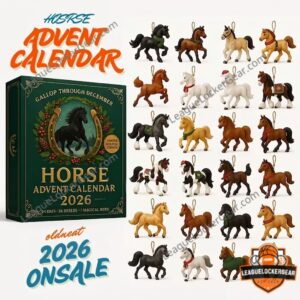 Horse Gallop Through December 2026 Advent Calendar - front box and horse ornament illustrations