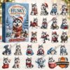 Husky Christmas 2026 Advent Calendar - front box with 24 husky ornament illustrations