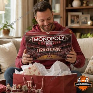 Indiana Hoosiers Monopoly board showing basketball court artwork and property spaces