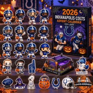 Indianapolis Colts 2026 Halloween Advent Calendar - front packaging with football ornaments and team figures