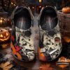 Jigsaw and Michael Myers Halloween 2026 Crocs Clogs - front view showing horror graphics and themed charms
