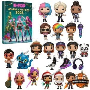 K-Pop Demo Hunters 2026 Advent Calendar - illustrated front box with three female performers