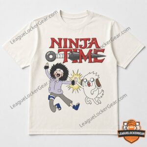 Kiba and Akamaru Ninja Time Parody T-Shirt - front view with character graphic