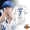 Los Angeles Dodgers J-Hope Baseball Jersey - back view with lettering and autograph graphic