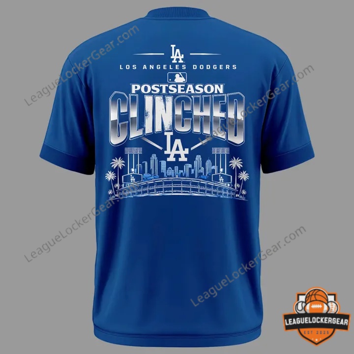 Dodgers postseason locker room shirt shown flat