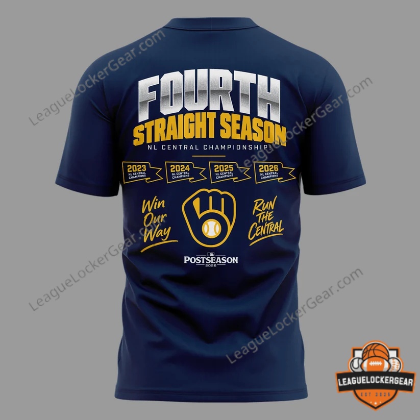 Milwaukee Brewers 2026 National League Central Division Champions Fourth Straight Season T-Shirt - photo 3