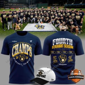 Milwaukee Brewers 2026 National League Central Champions T-Shirt front and back views