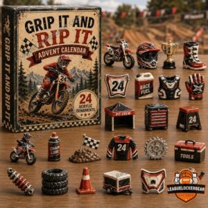 Motocross Racing Grip It and Rip It Advent Calendar - front box and miniature ornaments