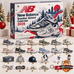 New Balance 2026 Sneaker Advent Calendar - front box with 24 numbered miniature sneaker surprises