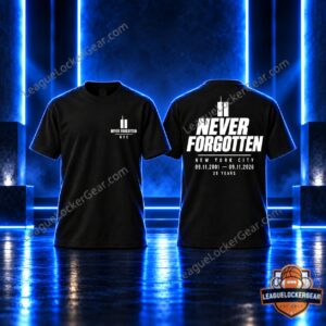 New York City September 11 25th Anniversary Memorial T-Shirt - front and back view
