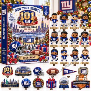 New York Giants 101st Anniversary 2026 Advent Calendar Box - front box and collectible figures
