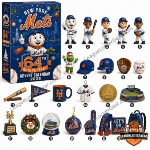 New York Mets 64th Anniversary 2026 Advent Calendar - front box with numbered collectibles