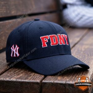 New York Yankees FDNY Embroidered Baseball Cap - front and side logo view