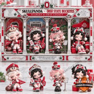 Ohio State Buckeyes Scarlet & Gray Legacy set shown in boxed four-figure display