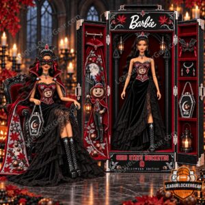 Ohio State Buckeyes Halloween 2026 Barbie Commemorative Figure - front view with collector case