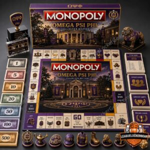 Omega Psi Phi Monopoly 2026 Board Game - complete board layout with themed cards and tokens