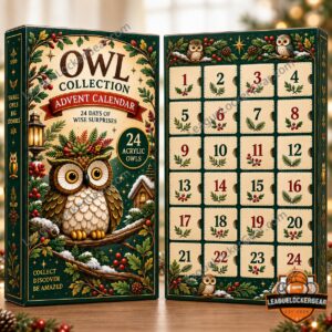 Owl Woodland Christmas 24-Day Advent Calendar 2026 - open box showing illustrated front and 24 numbered doors