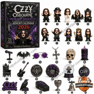 Ozzy Osbourne 2026 75 Years of Madness Advent Calendar - front box and collectible contents