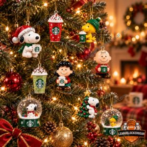 Peanuts Snoopy x Starbucks Christmas 2026 Advent Calendar - Starbucks cup ornaments close-up