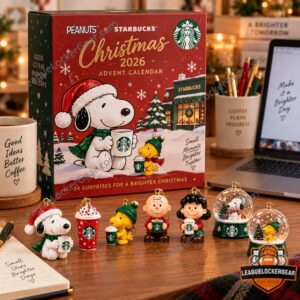 Peanuts Snoopy x Starbucks Christmas 2026 Advent Calendar - bottom snow globe designs