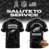 Philadelphia Eagles Salute to Service 2026 T-Shirt - front and back views with camouflage graphics