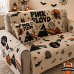Pink Floyd Halloween sofa cover and pillow set displayed on a sofa