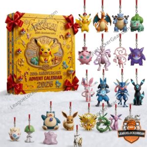 Pokémon 30th Anniversary 2026 Advent Calendar - front box with character ornaments
